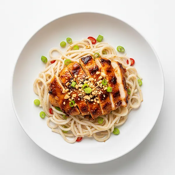 Chilli & Soy Peanut Chicken With Rice Noodles